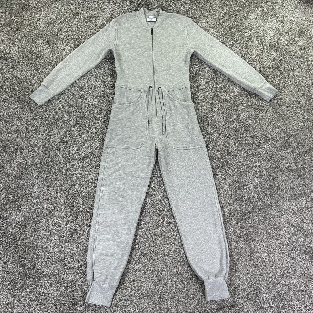 Rivet Utility Maven Grey Zip Up‎ Jumpsuit Pockets Drawstring Waist Womens Medium